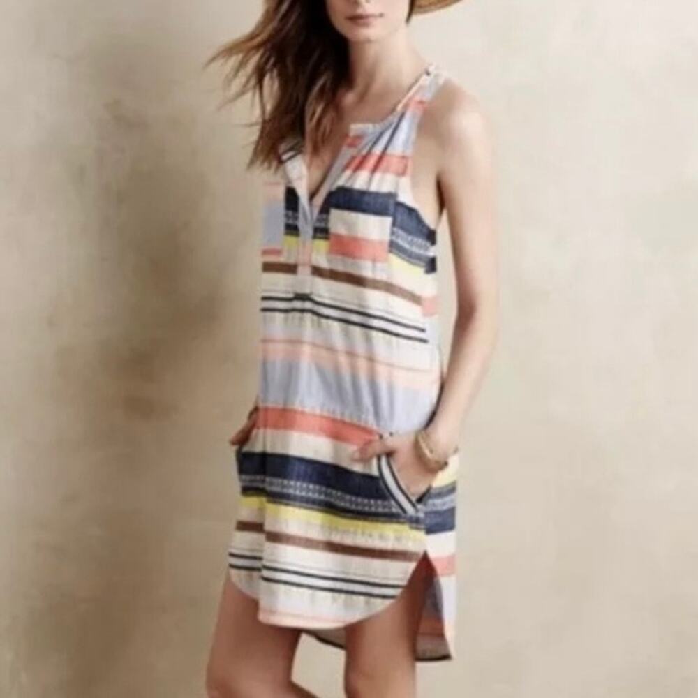 The Odells x Anthropologie Iris Loom Striped Popover Dress XS